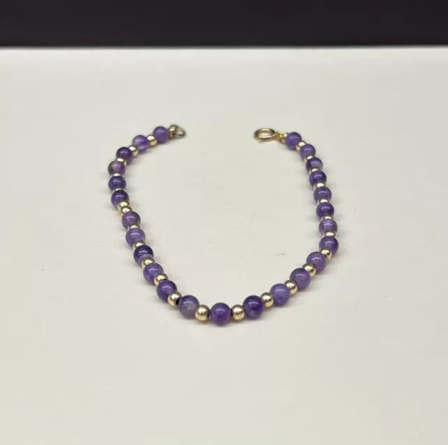 14K Yellow Gold Natural Purple Amethyst Bracelet