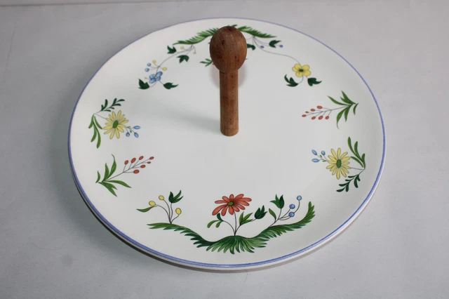 Ancien Plateau à Fromage Gien 30 Cm – Décor Oiseaux De Paradis, Faïence Multicolore