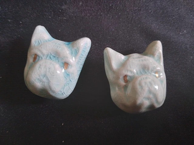 LOT DE BOUTONS MEUBLE EN CÉRAMIQUE À RAYURES (LOT DE 2) - Bleu