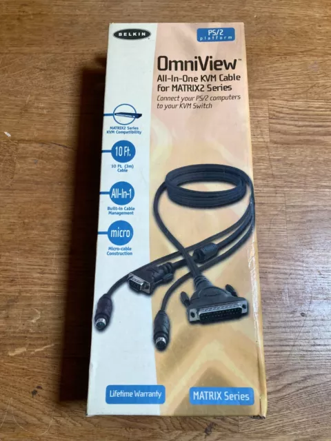 Belkin OmniView Matrix2 KVM All-In-One Cable for PS/2 - Unopened - 10ft