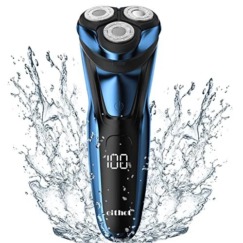CITHOT Rasoio Elettrico Barba Con 3D Testine Rotanti Rasoio Elettrico IPX7
