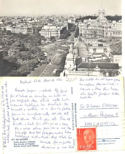 Antigua Postal Madrid Calle Alcala Y Cibeles Old Postcard Postkarte      Cc00399