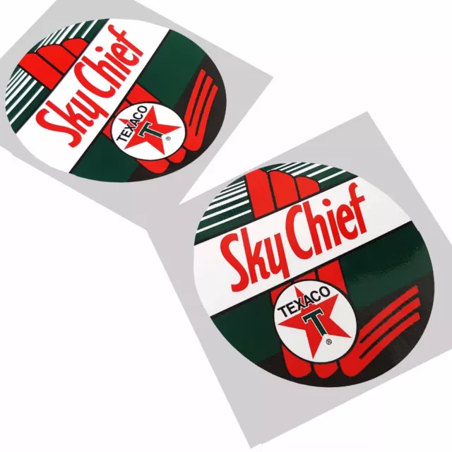 Texaco Sky Chief retro vintage style graphics stickers decals x 2 pieces  100mm