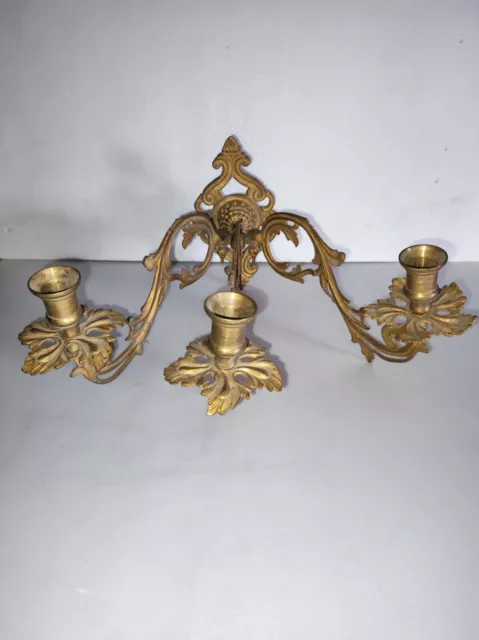 Candelabro da Muro, Parete Ottone Candelieri  vintage 3 luci