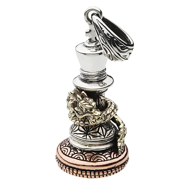 Pendant Top Silver 925 Japanesehemp Leaf Pattern Dragon Chess Mens Accessories F