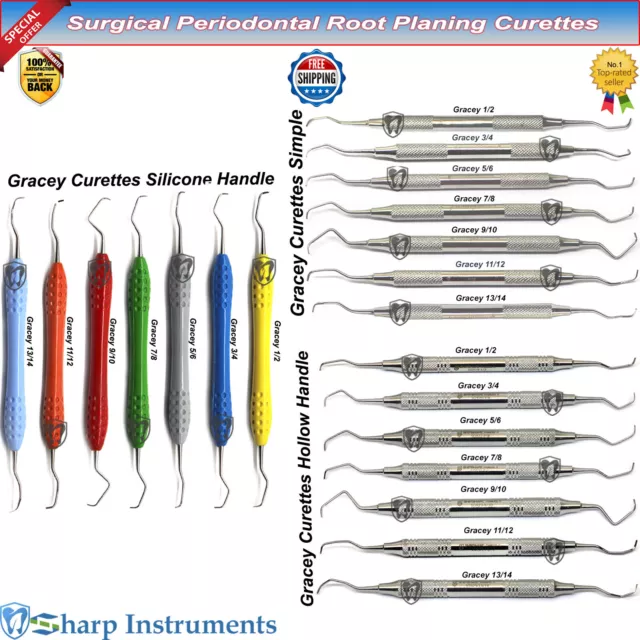 Dental Gracey Curette Periodontal German SS, Hollow Surgical Tooth Instruments