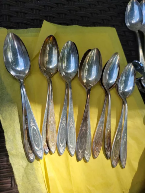 Vintage 11 Community Plate Adam 1917 Silverware Tea Spoons  Monogram" D"