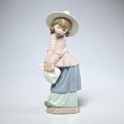 Vintage Nao Lladro Daisa, Girl In White Hat, Gloss Figurine, 9"H