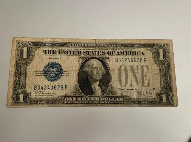 $1 1928B One Dollar USA Silver Certificate Bill Money Blue Seal Note Currency