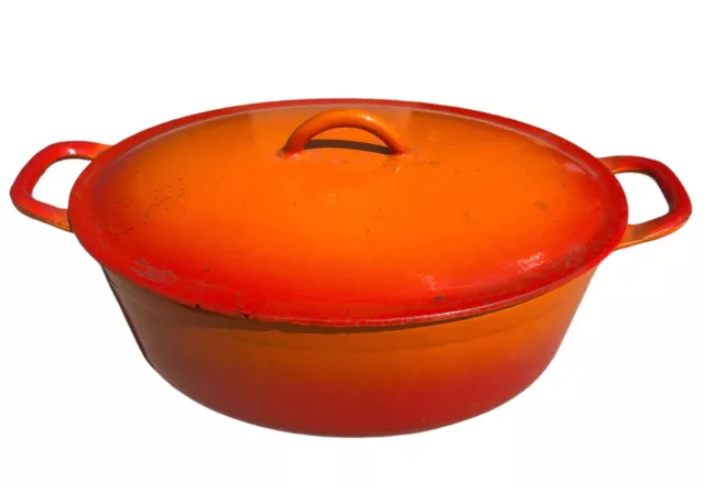 Rare Rachel Ray Orange Oval Enamel Coated Cast Iron Dutch Oven