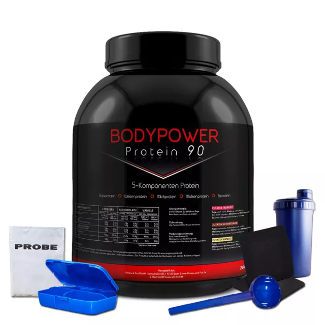 (16 EUR/kg) Body Power Protein 90 2kg Eiweiss BCAA Amino Dose + Bonus