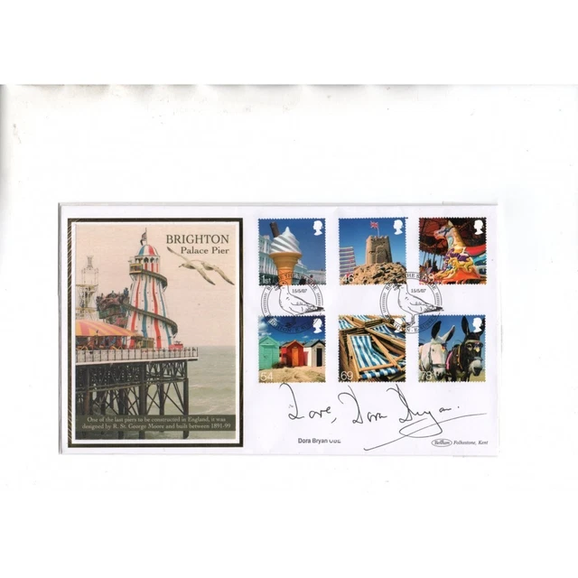 Dora Bryan "Beside the Seaside" Brighton Palace Pier Signed 2007 Benham FDC Auto