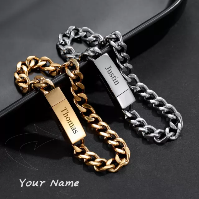 Mens Cuban Link Bracelet Stainless Steel Mens Jewelry Fathers Day Gift