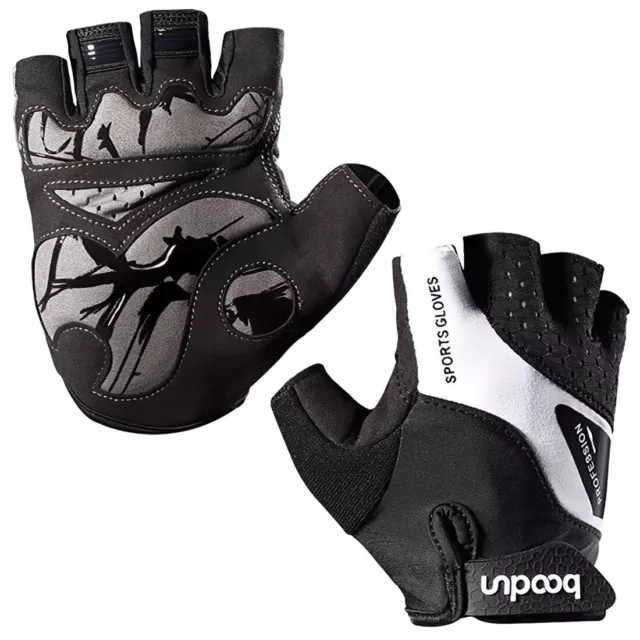 Men Cycling Gloves Half Finger Gel Foam Padded Bike Fingerless Lightweight Mitts