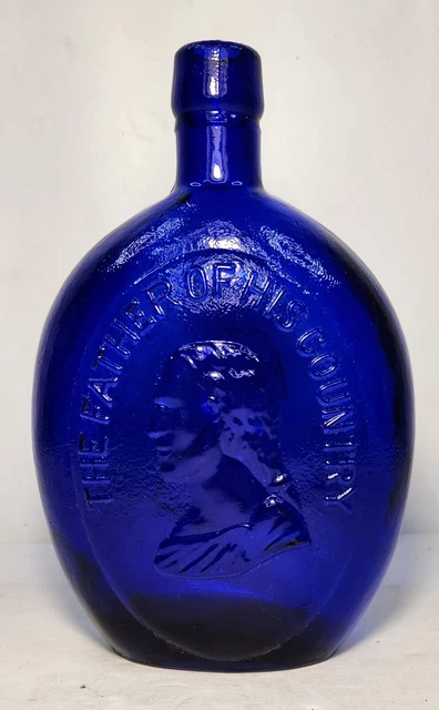 George Washington General Taylor Cobalt Blue Embossed Empire Glass Works Bottle