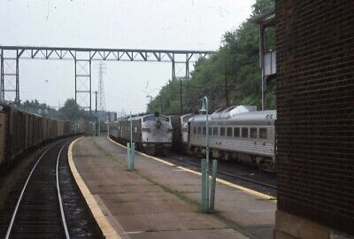 NYC NEW YORK CENTRAL Railroad Train Locomotive POUGHKEEPSIE NY 1975 Photo Slide