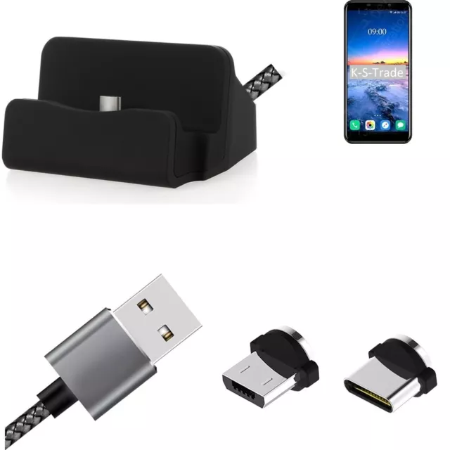 Base de charga para Mobiistar E1 Selfie + USB-Typ C und Micro-USB-Cenector