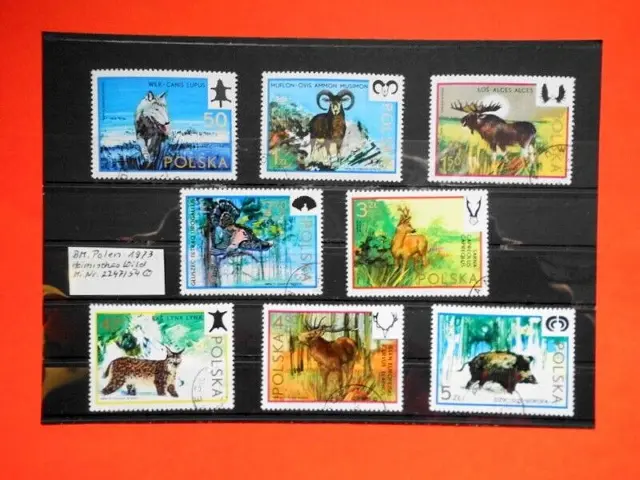 BM. Briefmarken Polen 1973 Heimisches Wild Mi. Nr. 2247 - 2254 o Satz komplett