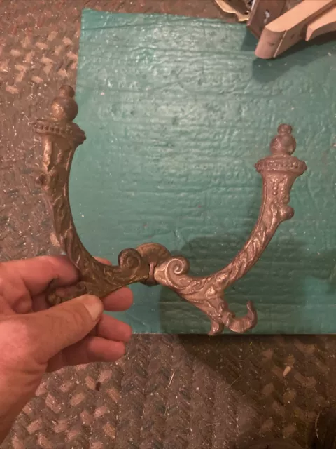 Antique Ornate Double Hall Tree Hook Coat Hat Rack Hanger Victorian Iron