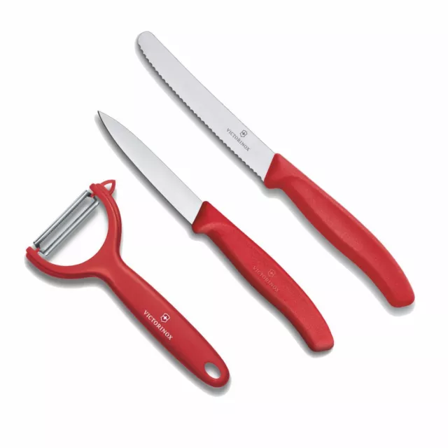 VICTORINOX Küchenset 3tlg. Tomatenmesser Gemüsemesser Y Schäler . rot