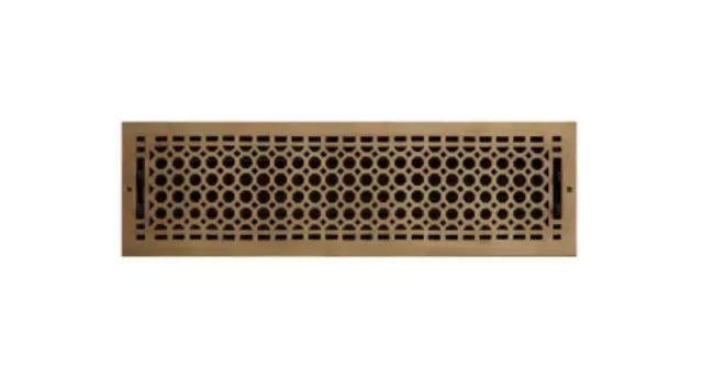 Signature Hardware Honeycomb Brass Floor Register - Brushed Nickel 6" x 30"