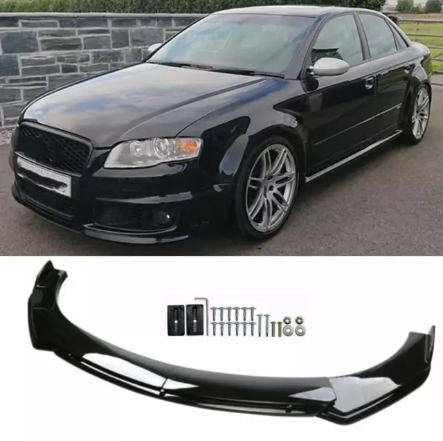 Für AUDI A4 B7 Spoilerschwert Frontspoiler Front spoiler Lippe Schwarz Glanz