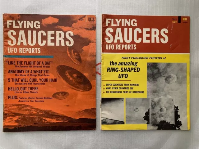 Rare Lot Flying Saucers: UFO Reports Magazine. No 1 & No 4, 1967 Dell Publishing