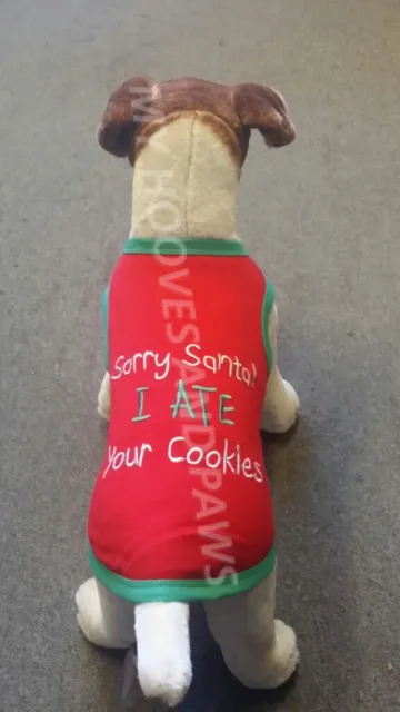 PARISIAN PET Christmas Dog Pet Shirt EMBROIDERED SANTA I ATE YOUR COOKIES