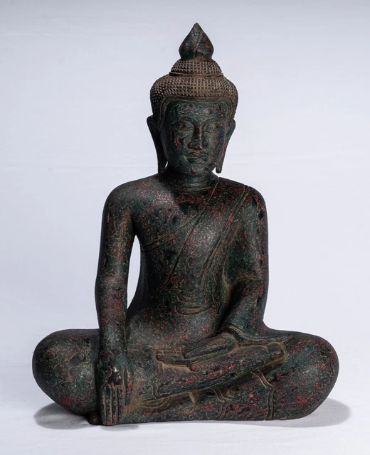 Ancien Khmer Style Se / Asie Assis Bois Enlightenment Statue de Bouddha -