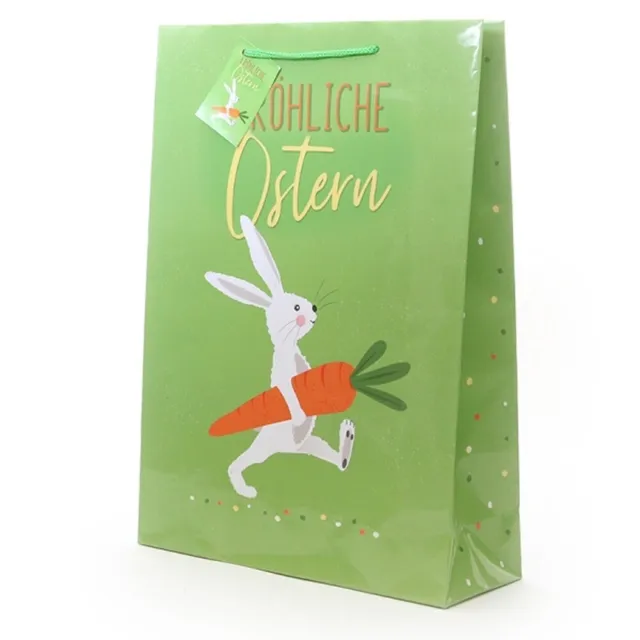 Gift Bags, Paper Bags, Carrying Bags, 10 Piece, Easter Rabbit with Carrot