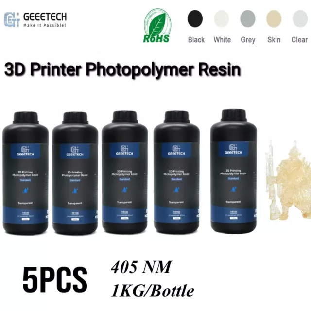 5KG Geeetech Résine Rigide Transparente UV 3D Impression Photopolymère Résine