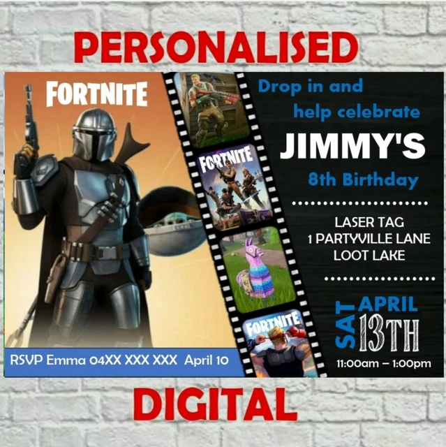 FORTNITE DIGITAL PRINTABLE Birthday Party Invitation EUR 6,61 PicClick FR