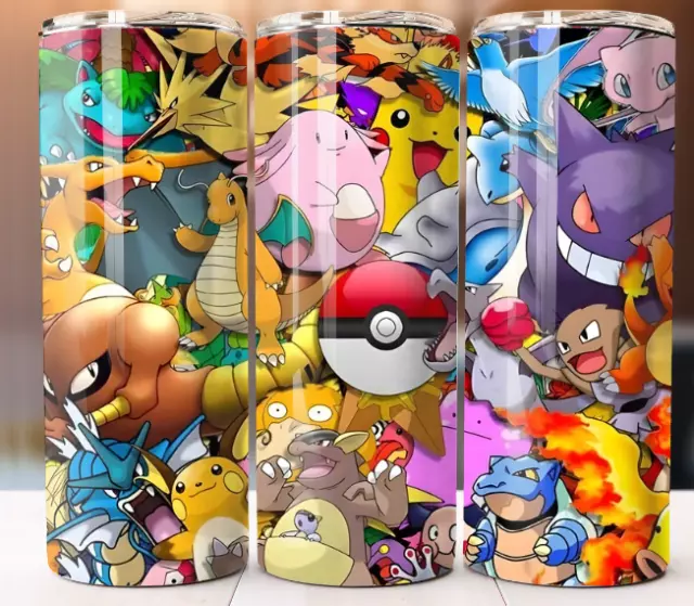 Pokemon Tumbler 20oz Cup Mug Stainless Steel With Lid Straw