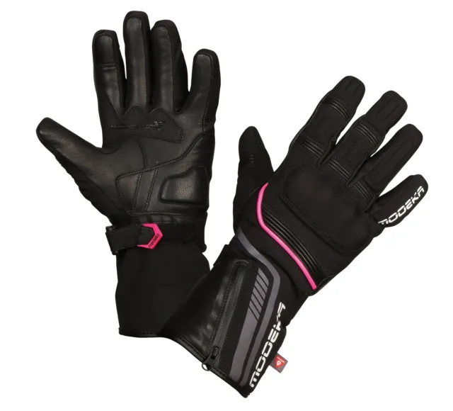 Motorrad Handschuh Modeka Makari Lady Farbe: Schwarz/Pink Gr: DM Damen