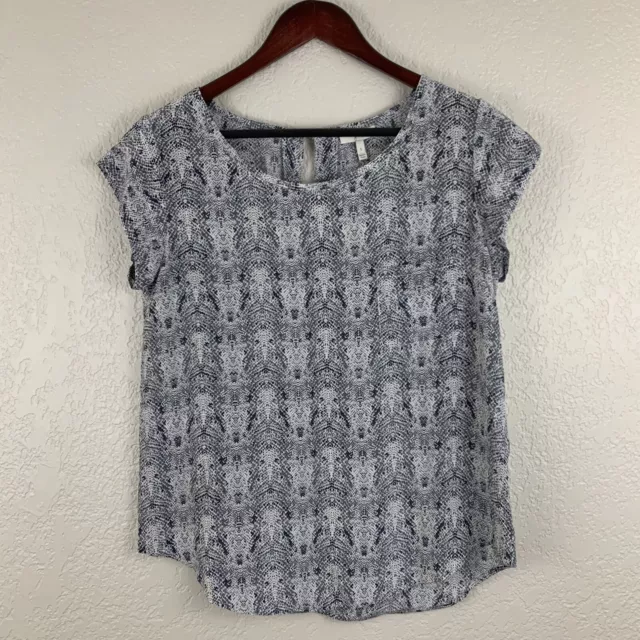 Joie Rancher Size S Cap-Sleeve Printed Blouse Abstract Print Career Shell Silk