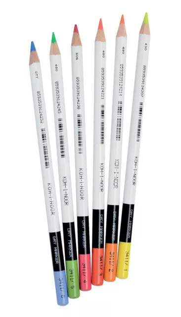 Dry Highlighter NEON Set Marker Colored Pencil KOH-I-NOOR 3411 3415 Crayon