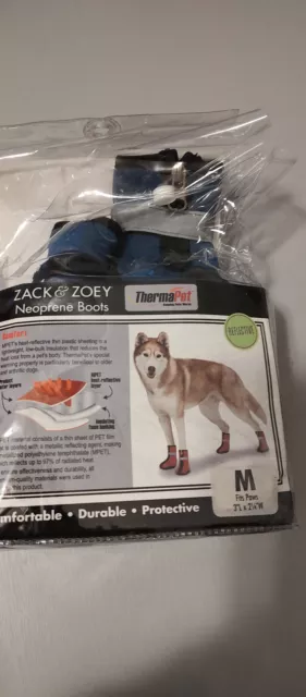 Zack & Zoey ThermaPet Neoprene Dog Boots, Medium Blue With Reflector Strip