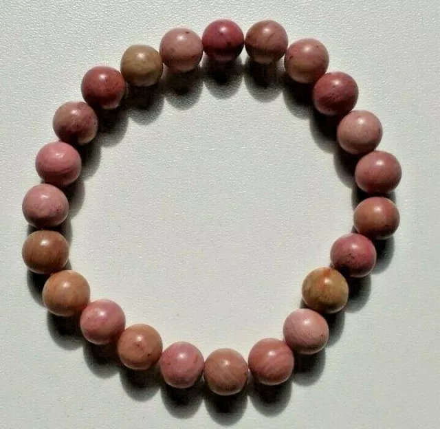 BRACELET PIERRE NATURELLE RHODONITE PINK LITHOTHÉRAPIE jalousie thyroïde 8mm AA 3