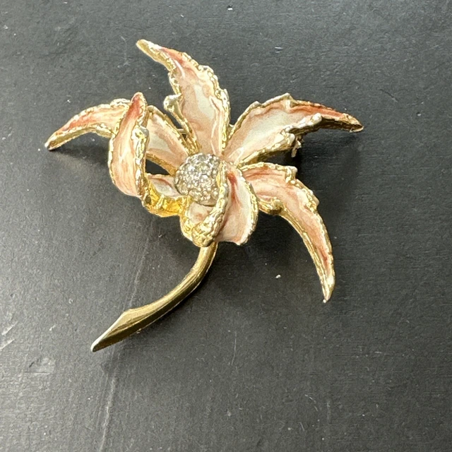 Broche Ancienne Plaqué Or 18k Art Déco - Motif Feuillage, Occasion