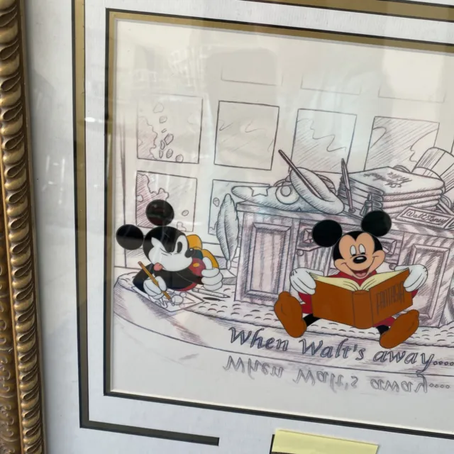 Disney Cast Member Mickey Steamboat Willie  "When Walt's Away" Cel Framed 2