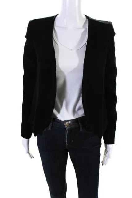 Derek Lam 10 Crosby Women's Long Sleeves Open Front Cropped Blazer Black Size 0