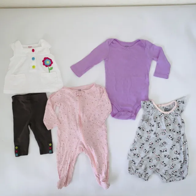Baby Girl Clothes Bundle Size 3-6 Months 5 Pieces Romper Bodysuit Outfit Sleeper
