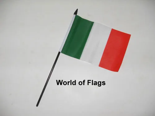 ITALY SMALL HAND WAVING FLAG 6" x 4" Italia Italian Crafts Table Desk Display