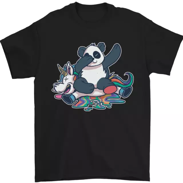 Dabbing Panda Squashing a Unicorn Funny Mens T-Shirt 100% Cotton