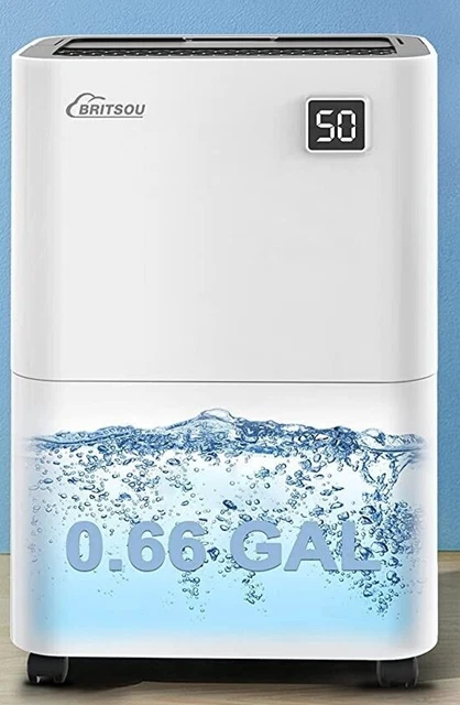 BRITSOU Dehumidifier 3500 Sq. Ft 50 Pint Quiet Intelligent Humidity Control