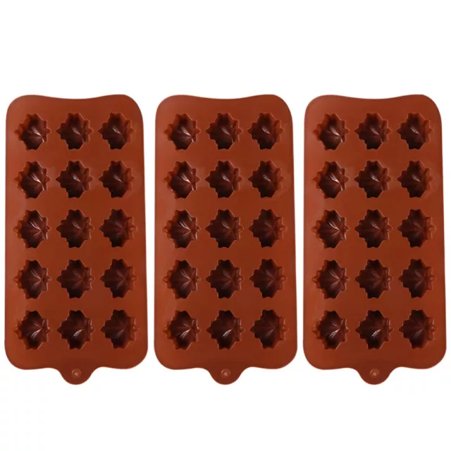 3 piezas de molde de silicona de hoja para magdalenas, chocolates, jabón, decoración de pasteles-QV