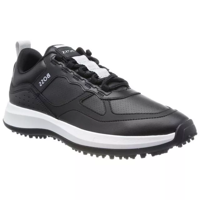 Mens Black Hugo Boss Leather Casual Golf Trainers - Cedric Runn Size 11