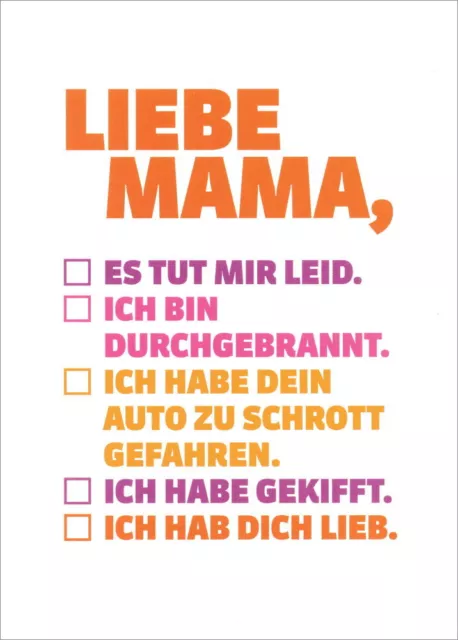 Postkarte Sprüche & Humor "Liebe Mama, ... Ich hab Dich lieb."