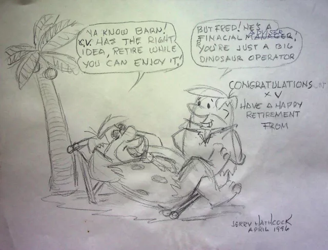 Jerry Hathcock SIGNED  1996 THE FLINTSTONES Hand Drawn Pencil Hanna-Barbera Art