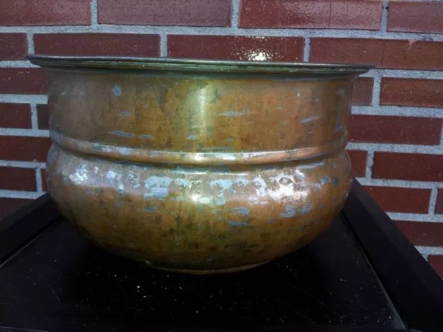 CUENCO DE COBRE SIGLO XlX Barreño Recipiente Caldereta Olla Florero Decoración